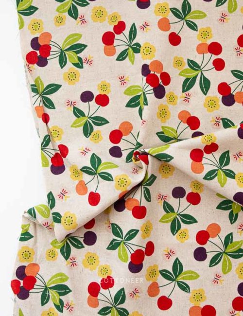 cherries-in-natural-fruit-salad-linen-canvas-by-kokka