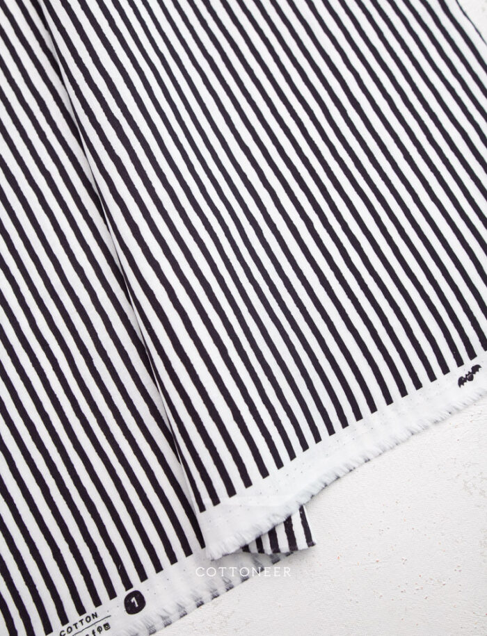 Stripes Black and White | Gothic Whimsy Organic Cotton by Anequ Studio for Cloud9 Fabrics - Image 2
