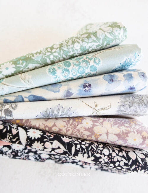 Flower Cuttings Mint Grace by Sevenberry Cottoneer Fabrics