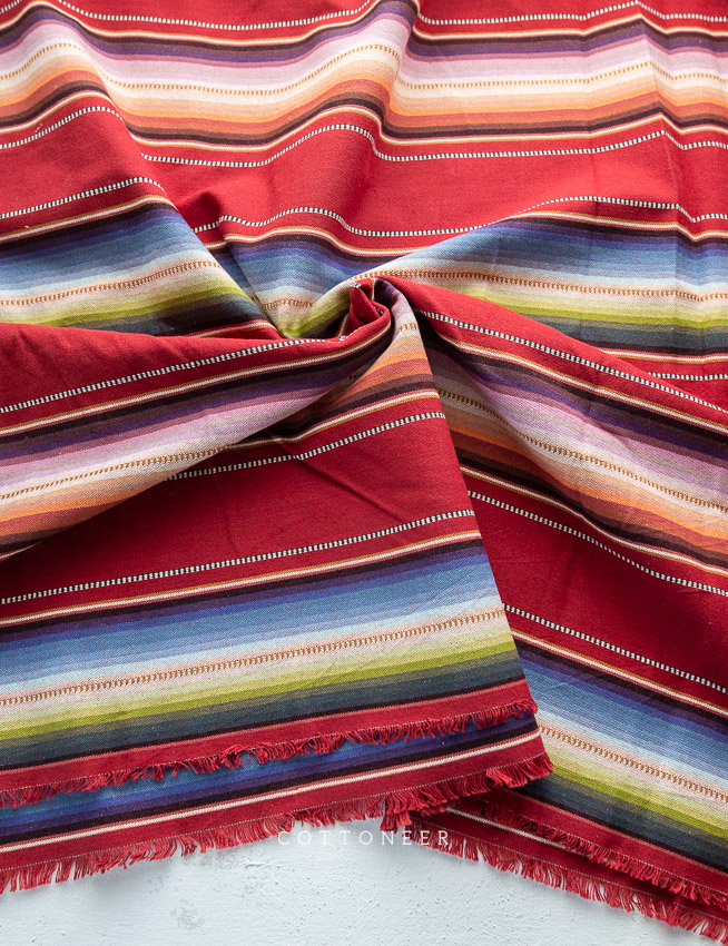 Heavy Sarape Stripes in Oxblood | Indian Imported Fabric
