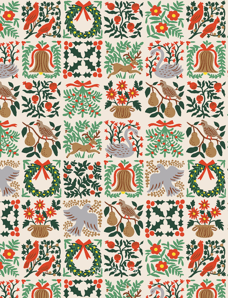 Holiday Tapestry Cream Holiday Classics by Rifle Paper Co Cottoneer Fabrics