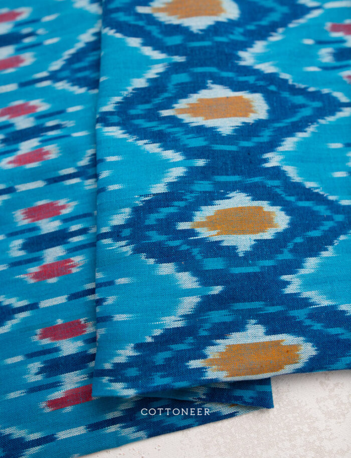 Ikat Ocean Blue | Indian Imported Fabric - Image 5