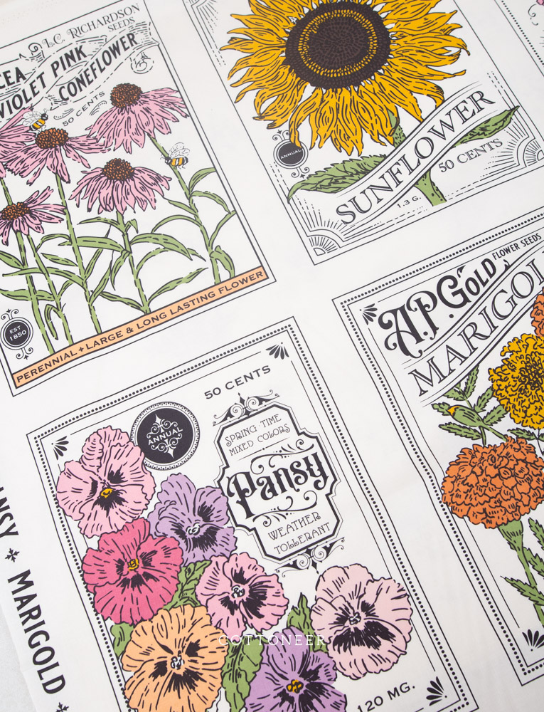 Vintage Seed Packet Panel | My Secret Garden by Stacy Iest Hsu | 1 Yard Panel - Image 3