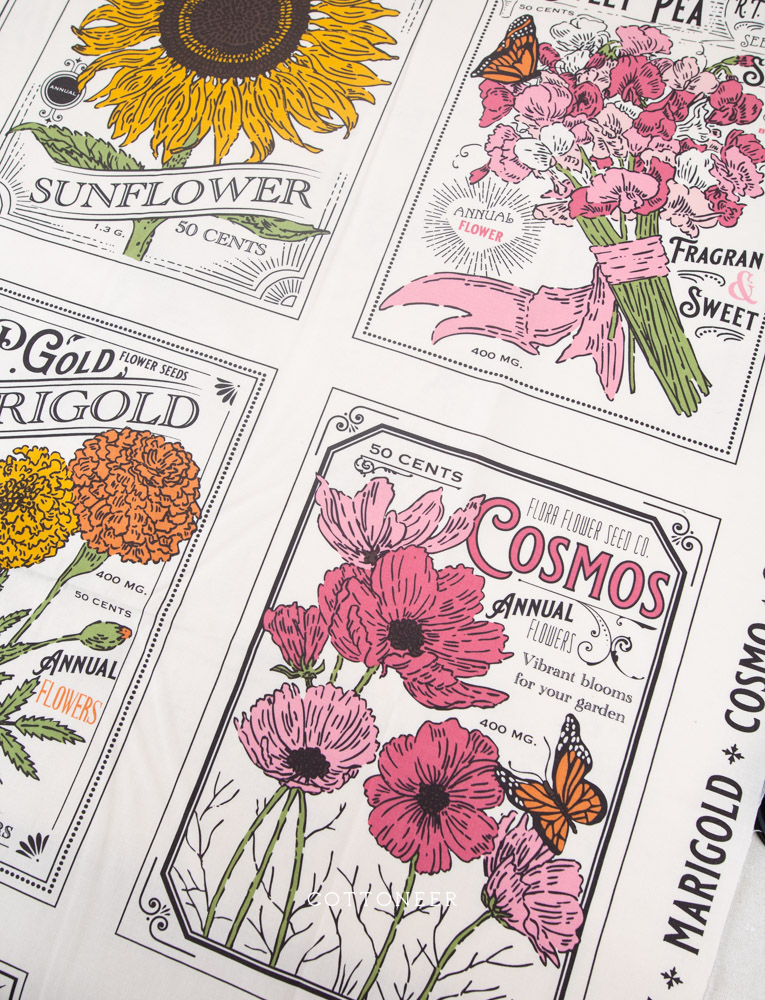 Vintage Seed Packet Panel | My Secret Garden by Stacy Iest Hsu | 1 Yard Panel - Image 4