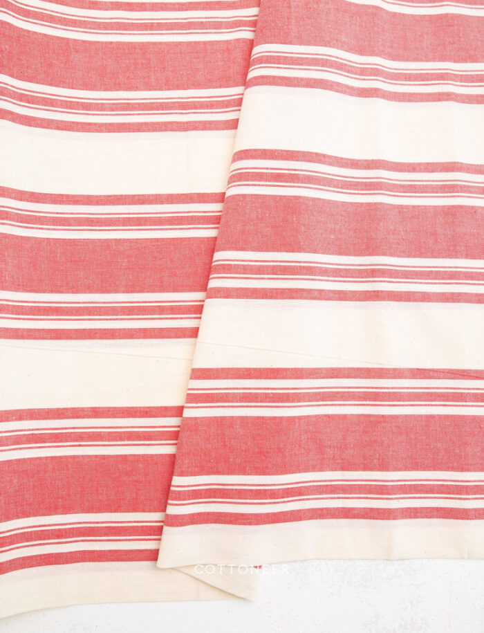 Stripe Red and Natural | Cottage Yarn-Dyed Homespun - Image 2